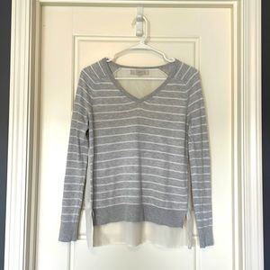 LOFT gray striped top with sheer back
